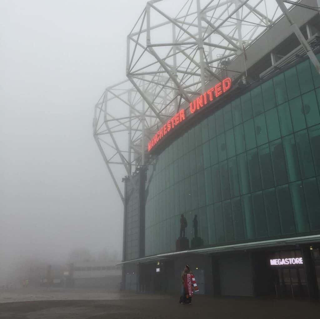 Manchester United Old Trafford foggy day running