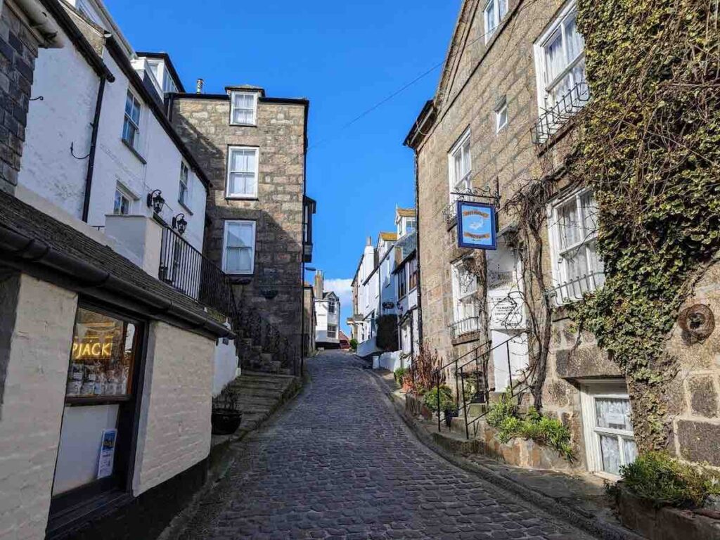 The beautiful cobbled streets of St Ives, Cornwall