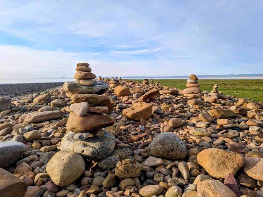 Stone cairns in the North of Holy Island, Lindisfarne