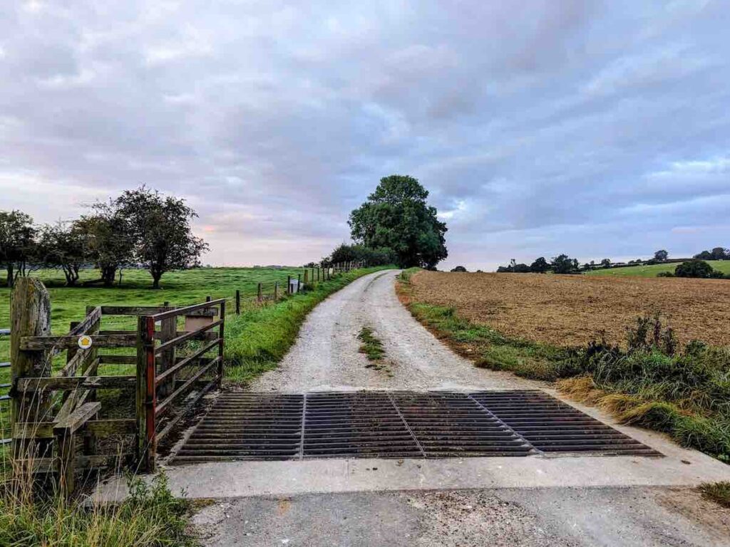 Remote countryside cattle grid and stile